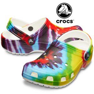 CROCS Classic Unisex Tie Dye Rainbow Clogs PRIDE Graphic Sandals Mens NWT! Sz 11